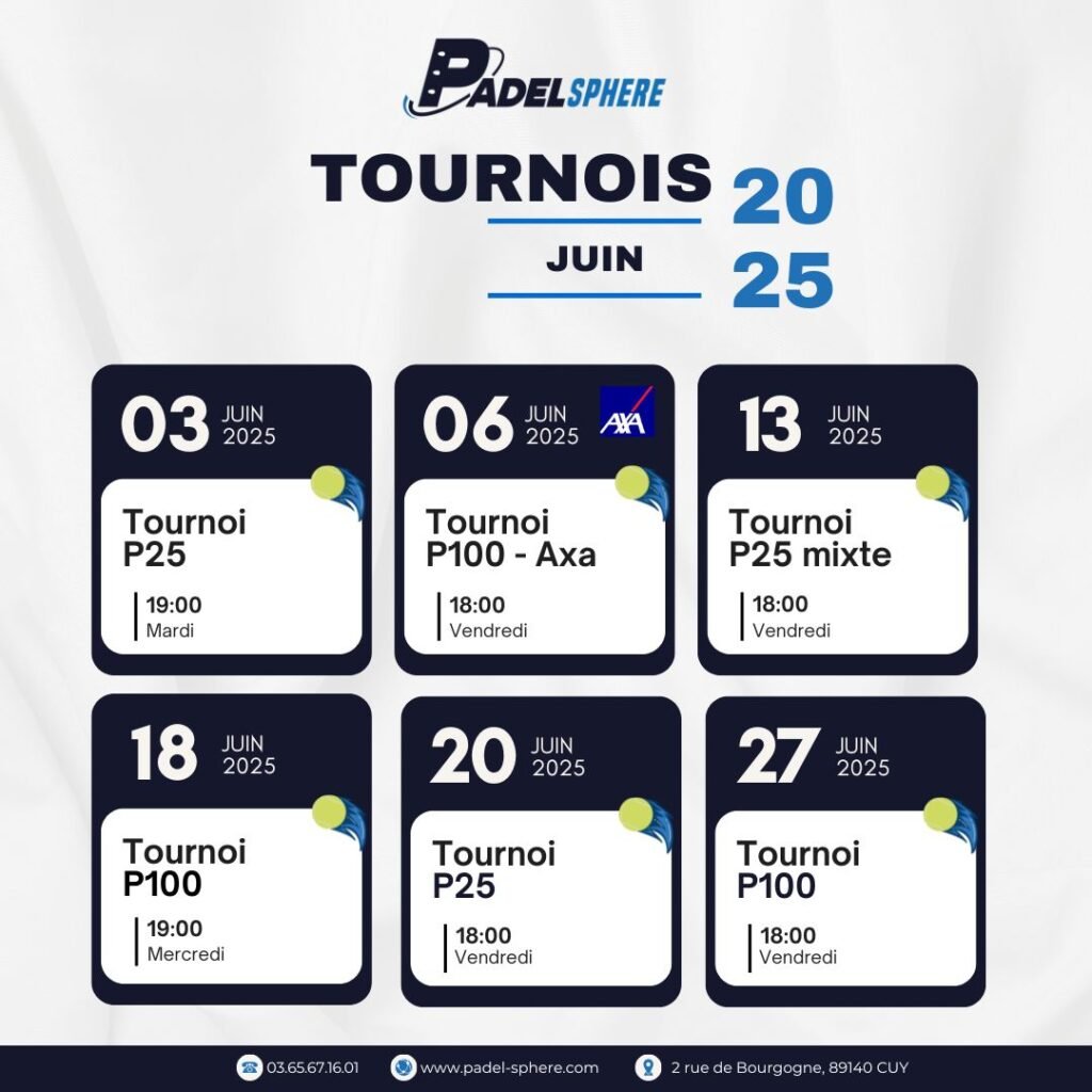 Tournoi de padel juin 2025